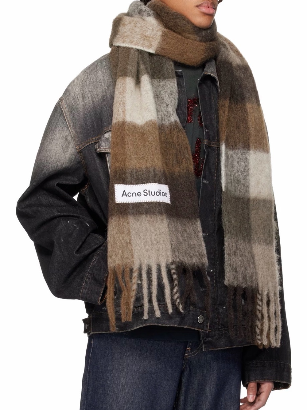 ACNE STUDIOS
Brown Mohair Checked Scarf